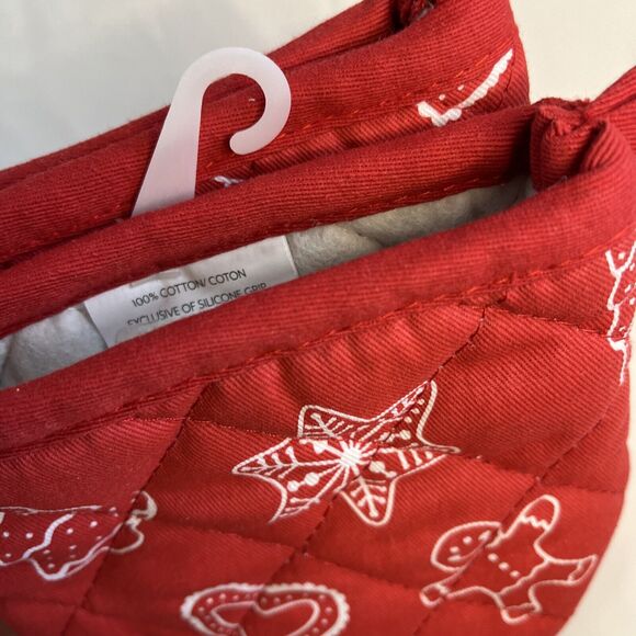 Belle Butler Mini Oven Mitts 2 Pack Silicone Heat Resistant 7 Inch Red Holiday - Picture 6 of 8